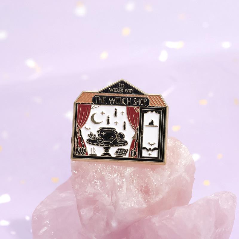 Bat Cartoon Unique Crystal Moon Wand Brooch Fun Metal Badge For All Occasions