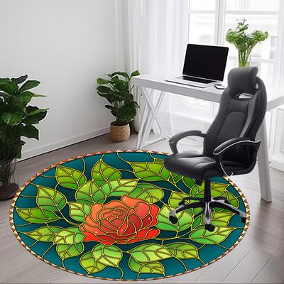 1pc Rose Stained Glass Chair Carpet for Office  Machine Washable Rug for Office,  Good Gift for Family or Friends Yy251225201