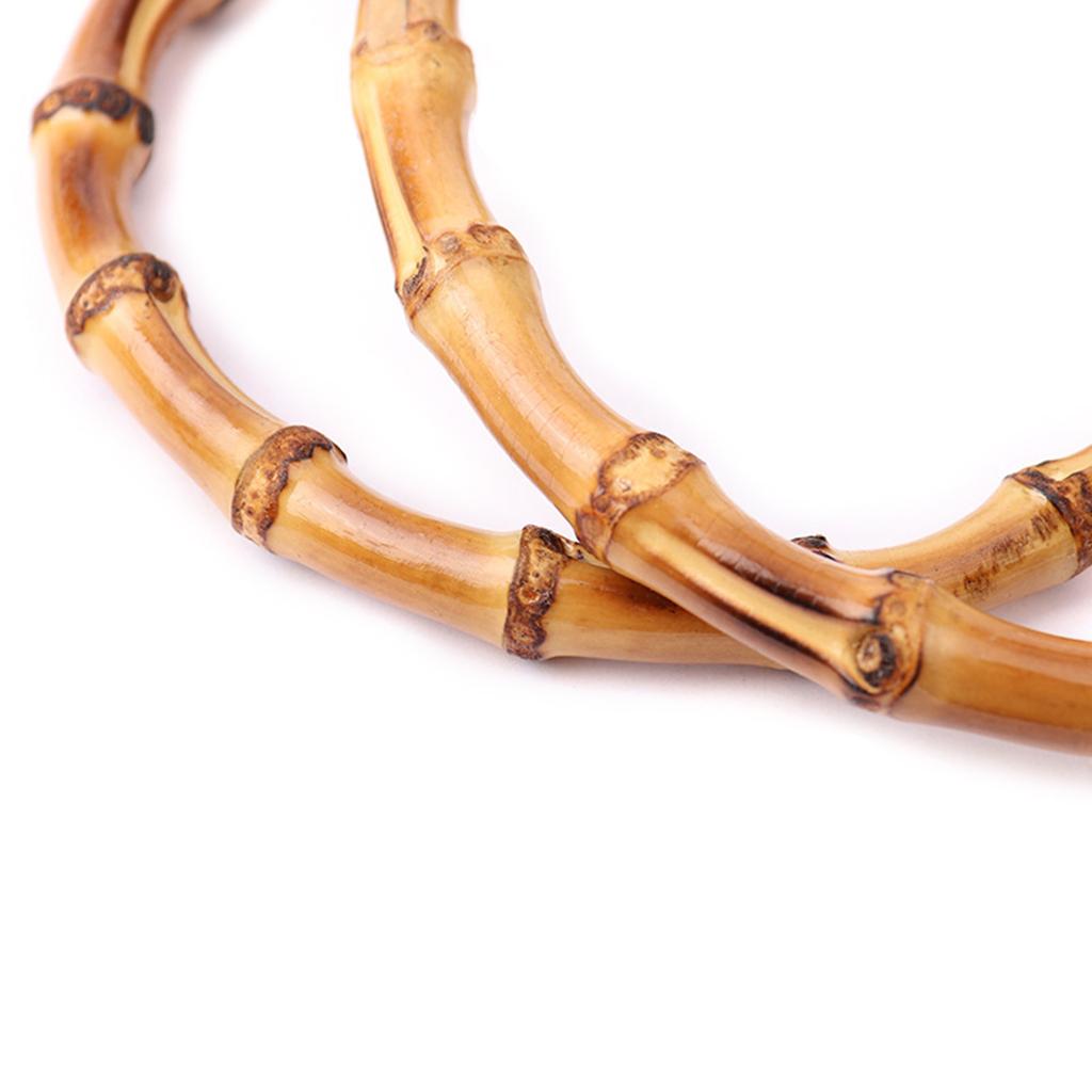 Flat Round Shape Bag Purse Handle Practical Bamboo Bag Handle DIY Handle Replacements for Handmade Beach-Bag Purse Bag