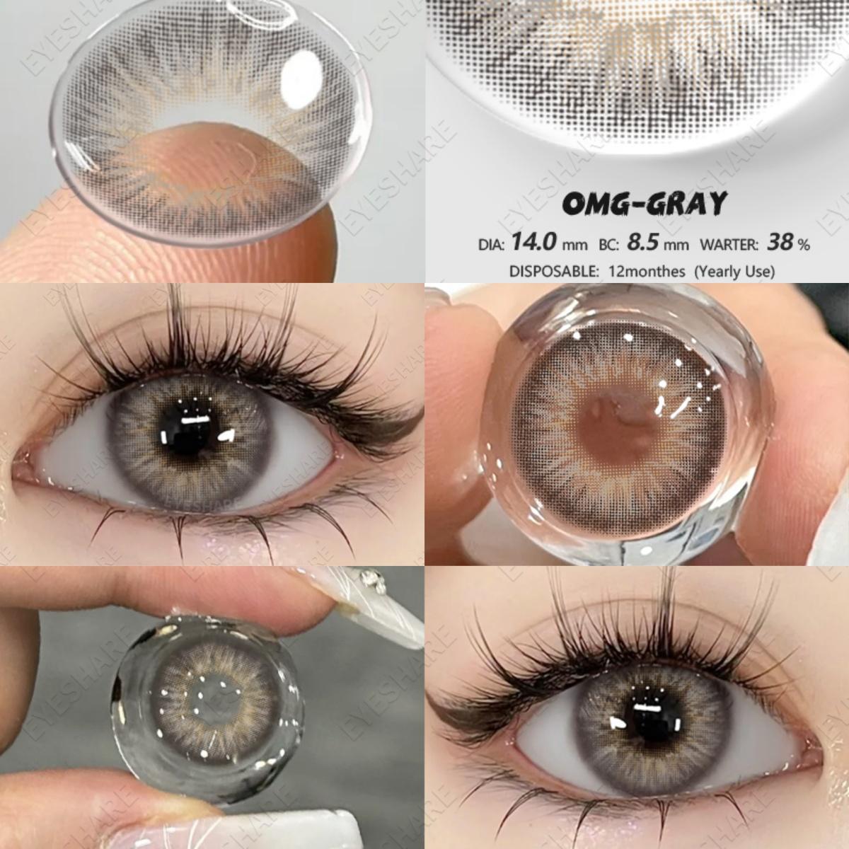 EYESHARE Farbige Kontaktlinsen Blaue Kontaktlinsen Braune Brillengläser Grüne Kontaktlinsen Graue Natürliche Linsen 1 Paar 0