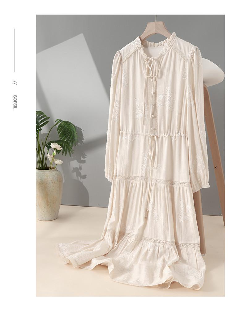 French fungus edging leads embroidered dress 2026 spring fashion versatile mid length skirt