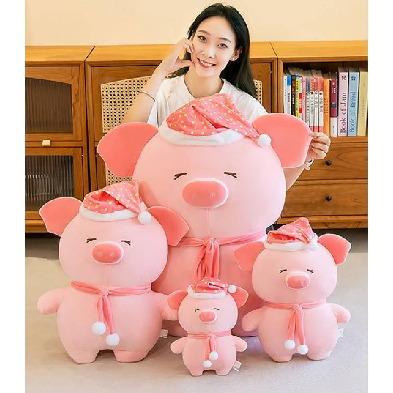 Adorable Pink Plush Pig Toy Cute Nighttime Buddy With Hat For Kids Comforting Sleep Companion