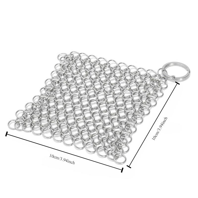 Stainless Steel Chainmail Cast Iron Cleaner - Durable, Non-Scratch Kitchen Tool