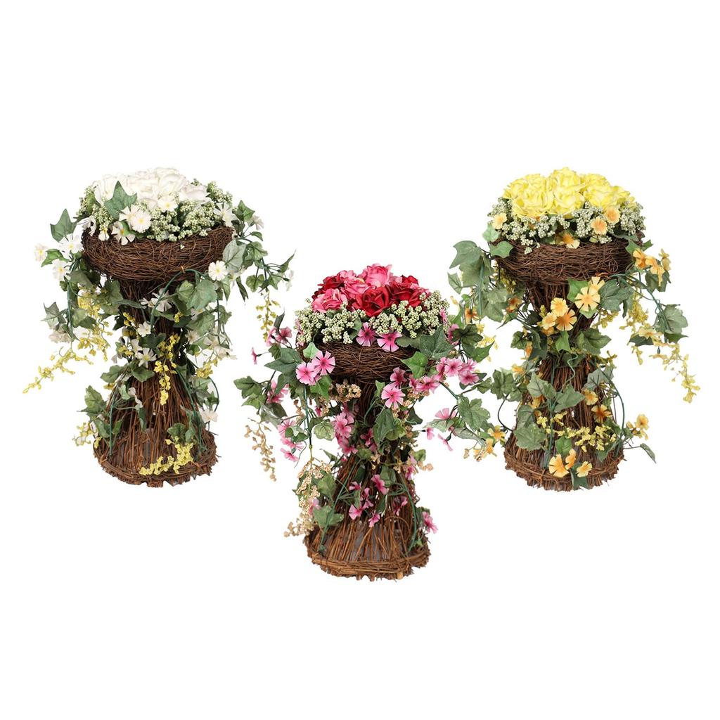 Large Flower Centerpieces w/ Rattan Vase Rose Flower Party Holiday Potted Decoration Accessories