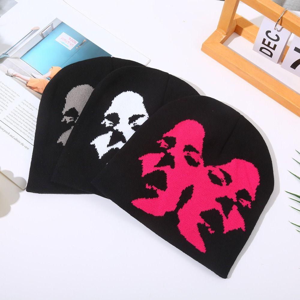 Printing Couple Warm Hats Acrylic Cold Cap Fashion Casual Skullies  Men Women