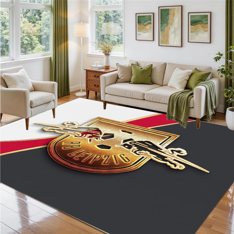 RB Leipzig Football Design Crystal Velvet Rug Soft Decorative Mat for Bedroom Entrance