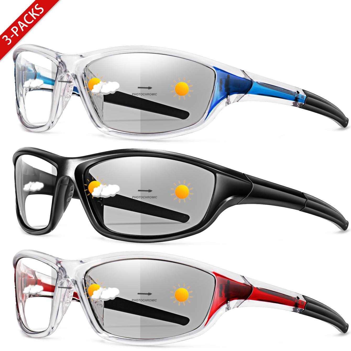 

3 Pairs Photochromic Sunglasses Cycling Eyewear Men Women MTB Bike Running Fishing Glasses Comfortable Brand Bicycle Goggles