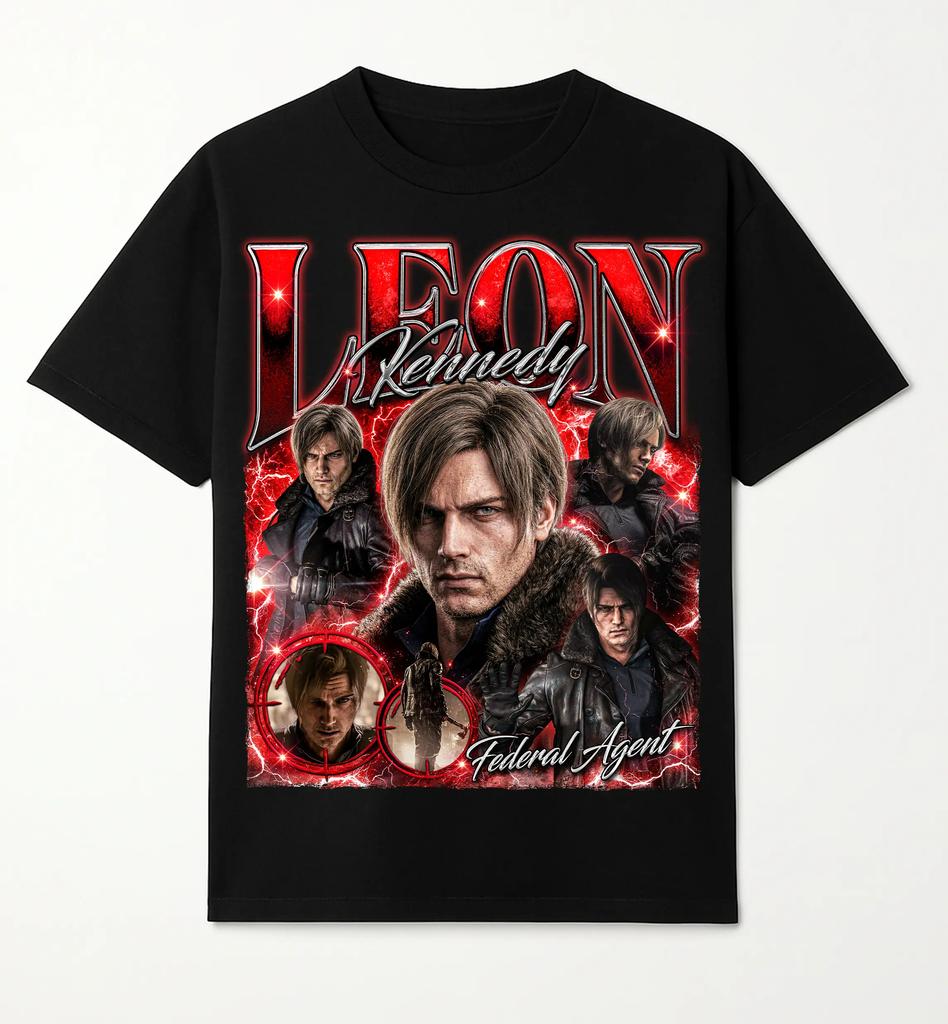 Leon S Kenedy Resident Evil Requiem 100Cotton unisex Shirt Clothing Unisex fashion Short Sleeve Y2k ONeck Oversized TShirt