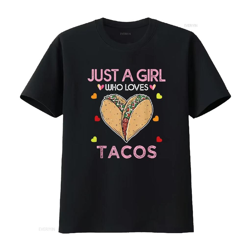 Taco T Shirt For Women Just A Girl Who Loves Tacos vintage Washed Versatile fashion Stylish Unisex Casual Slightly