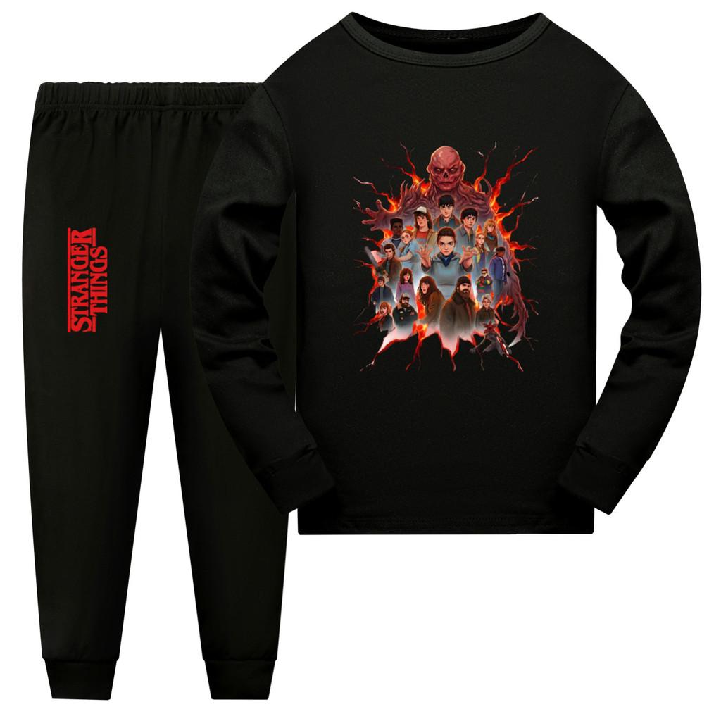 5281 Kinderen Stranger Things Print Pyjama's Lange Mouw Slapen