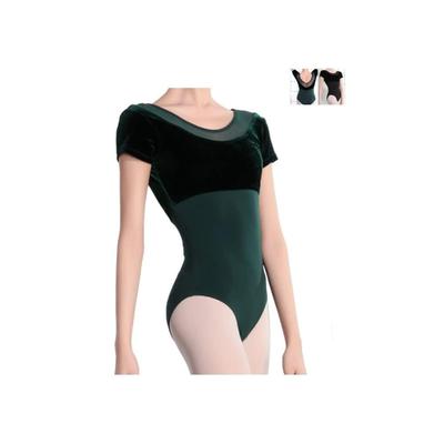 ProDance velurové trikot s krátkým rukávem pro jednoduchý a PLHA022B mechový balet, roztomilý, (XL (170), Zelená)