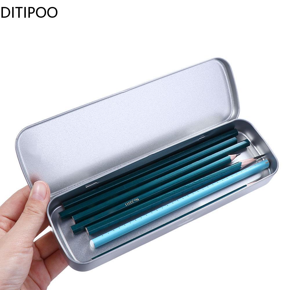 Simple Metal Pencil Case Aluminum Stationery Boxes Tin Pen Box Multifunction Storage Box Stationery School Supplies Gift for Kid
