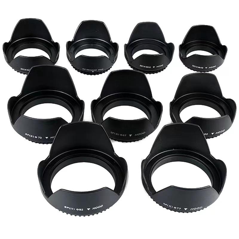 Petal-Shaped Lotus Lens Hood for SLR Cameras (49/52/55/58/72mm Screw-Mount)