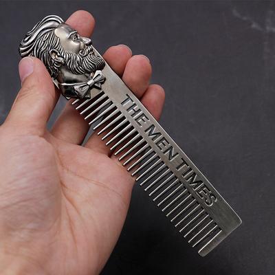 Gentelman Barber Styling Metallkamm Edelstahl Herren Bartkamm Schnurrbart Pflege Formwerkzeuge Taschenformat Silber Haarkamm