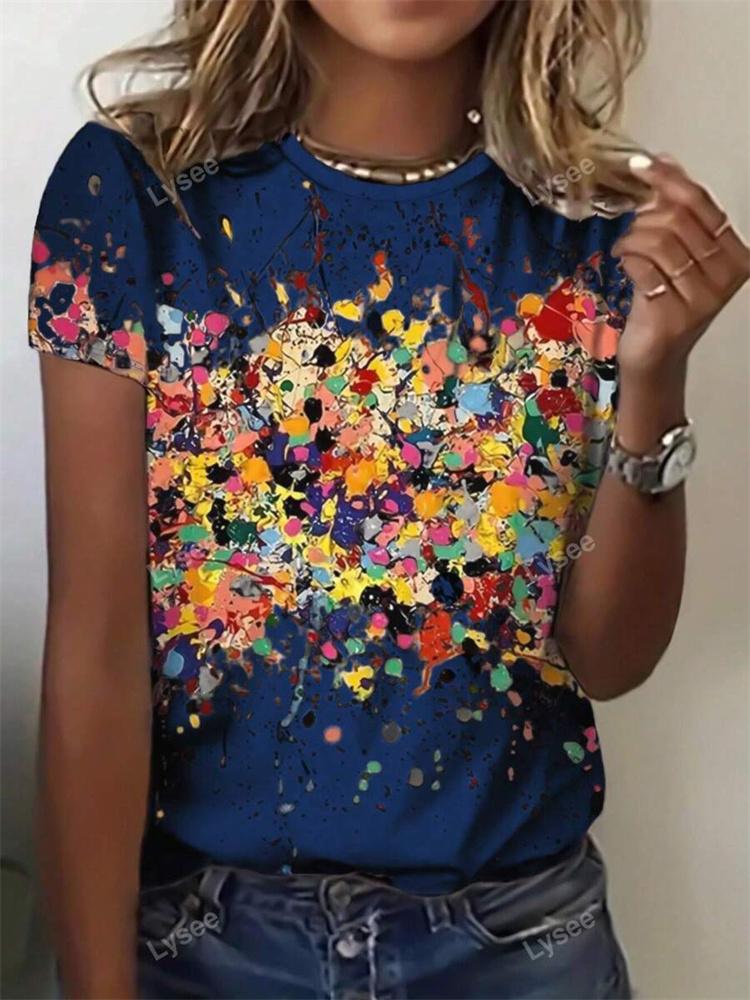 Urban Fashion Women's Leopard-print Short-sleeved Top Summer Daily Casual Women's Crew-neck T-shirt Outdoor Street Elegant Top