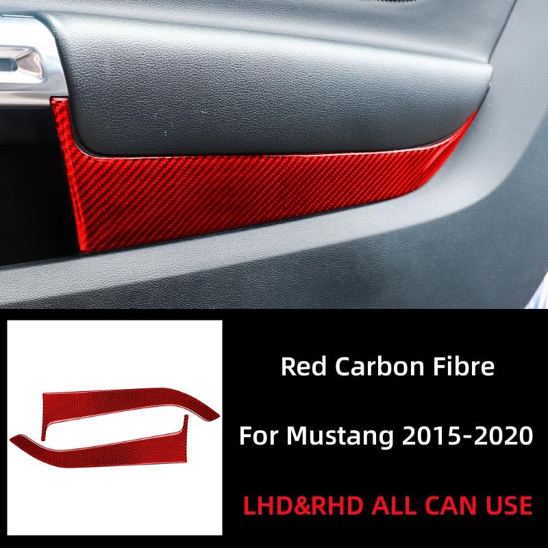 For Ford Mustang GT 2015- Car Accessories Carbon Fiber Interior Car Front Door Panel Trim Stickers Decals Decoration Cover