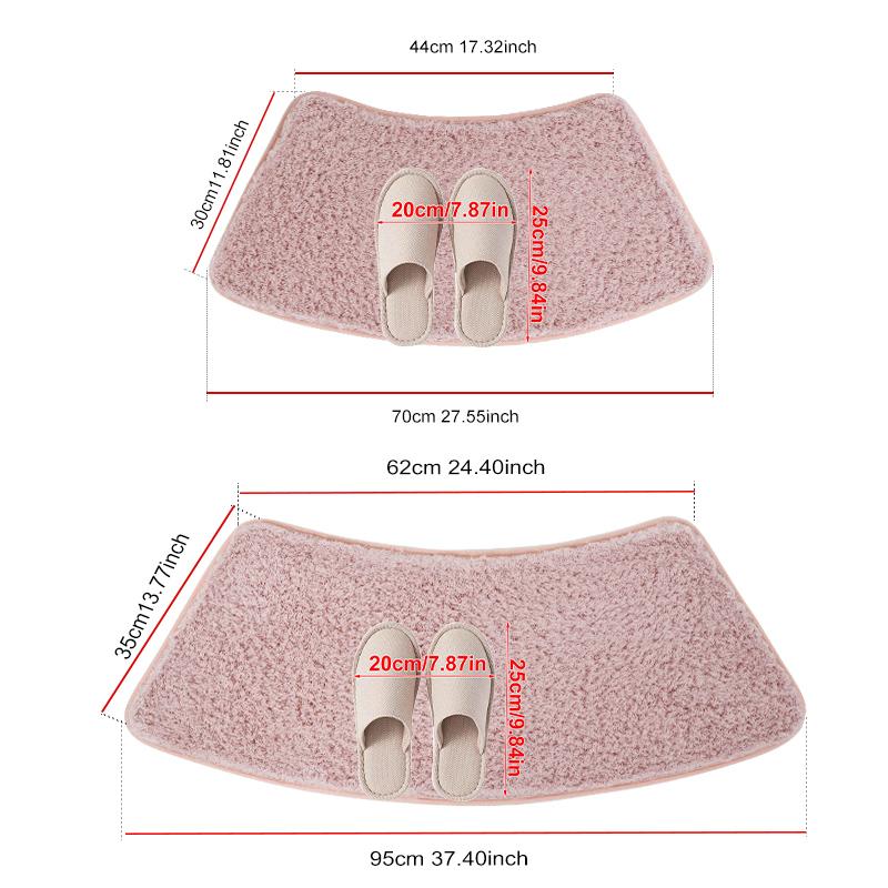 1pc Solid Color Ultra-Fine Fiber Soft And Absorbent Fan-Shaped Bathroom Anti-Skid Mat for Bedroom Curved Shower Room