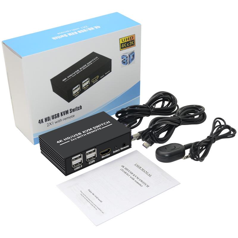 2x1 HDMI KVM-Switch: 4K-Video, USB-Maus- und Tastaturfreigabe
