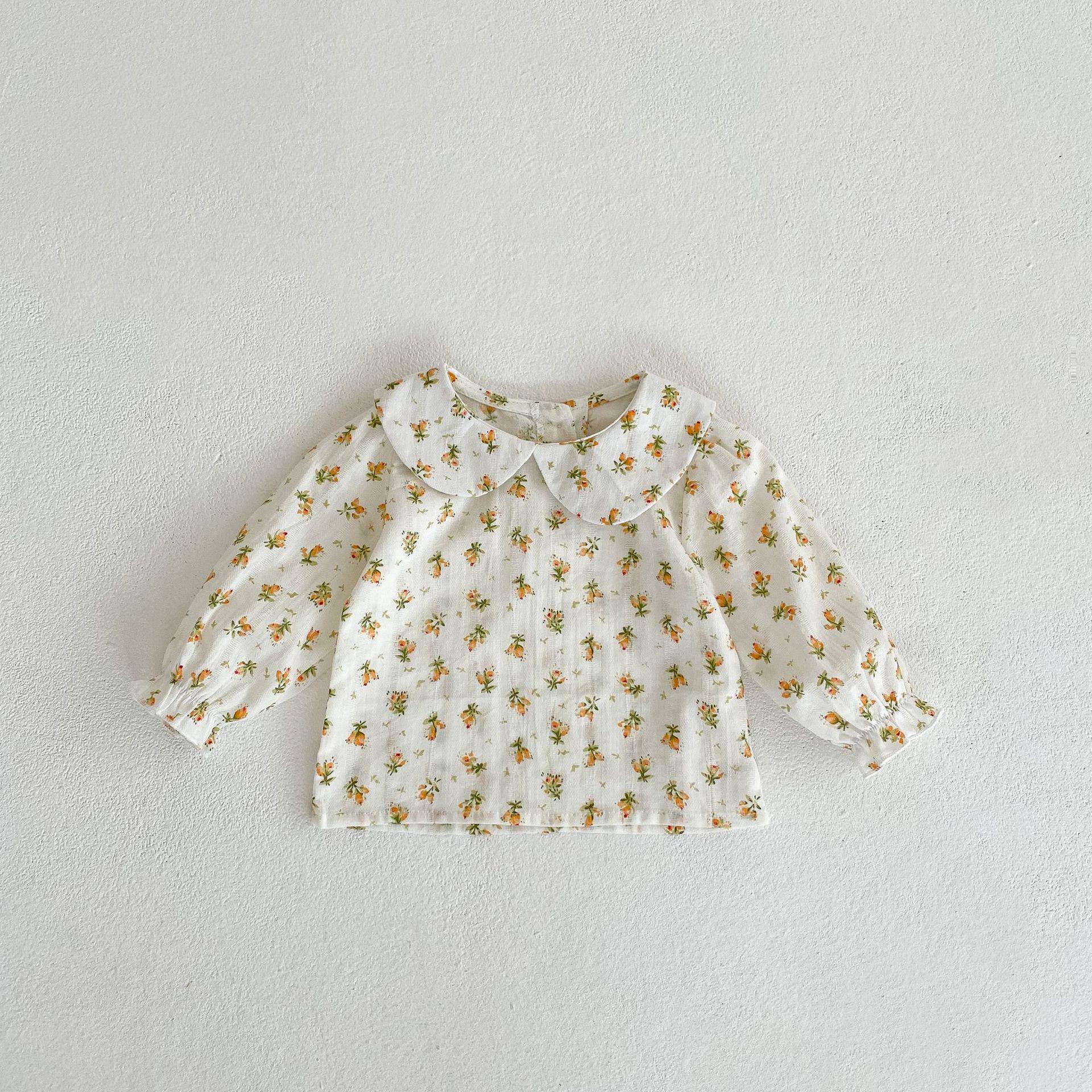 

Осень 2024 года, джинсовый комбинезон для девочек с карманом и воротником-стойкой, рубашка с длинными рукавами 80 cm