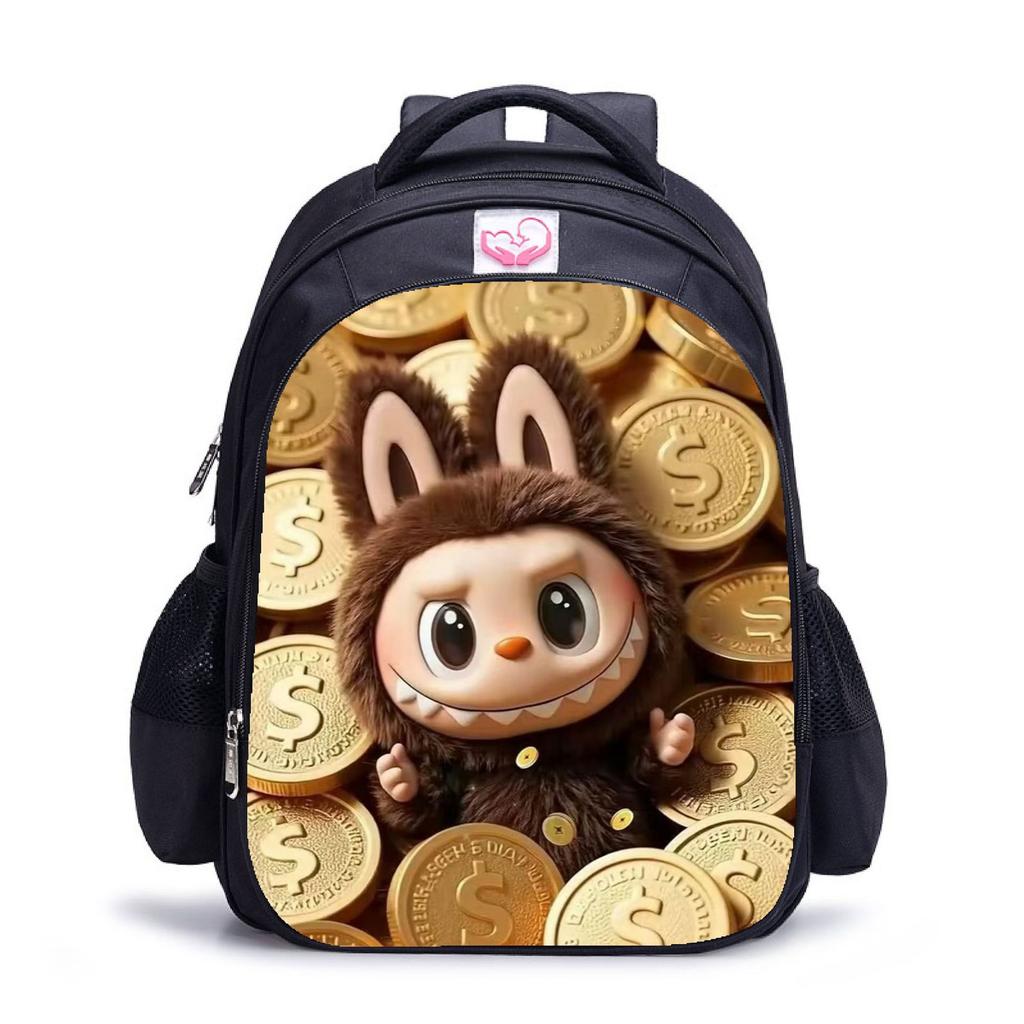 Labubu Trendy Children's Kindergarten Schoolbag Black Men's and Women's Backpack Cartoon Student Backpack 5529