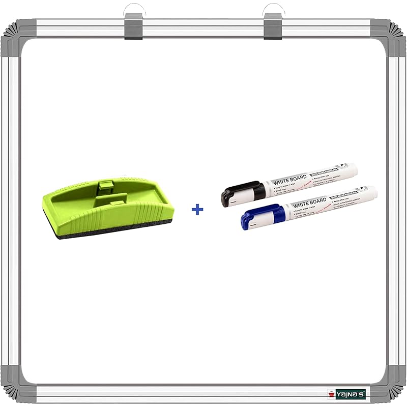 Yajnas Non-Magnetic 3X3 Feet Double Sided Whiteboard & Chalkboard Both Side Writing Board With 2 Markers + 1 Duster - Se