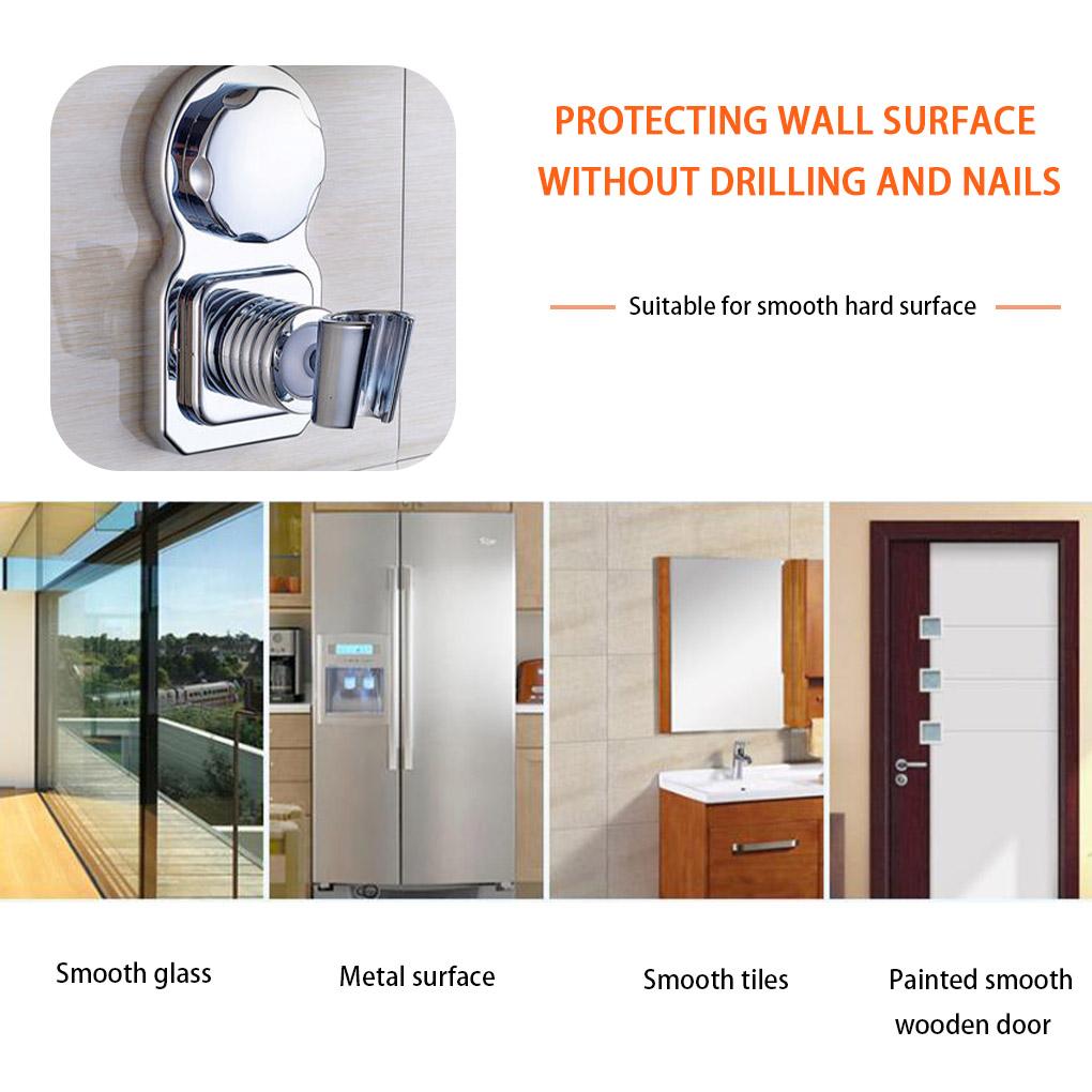 Shower Head Holder Adjustable Shower Spray Bracket Nail-free Wall Mounted Showerhead Rack Silver