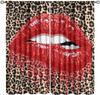 Glitter Lips Decor Window Curtains Red Sequins Sparkling Black White Leopard Zebra Home Kitchen Livingroom Coffee Room Window