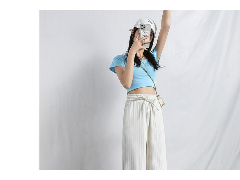 Plus Size Ice Silk Wide Leg Pants: Women's High Waist Loose Fit, Summer Thin, Extra Large Up To 300 Jin.