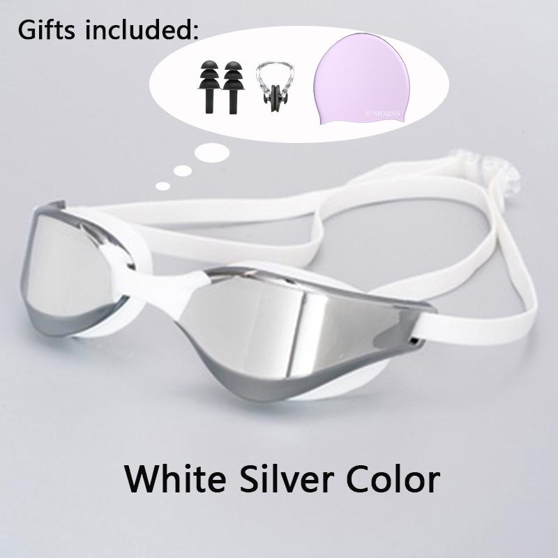 Meslek Yarış Yüzme Gözlüğü Kaplama Su Geçirmez UV Koruması Yarışma Buğu Önleyici Gözlükler Açık Hava Maç Gözlükleri