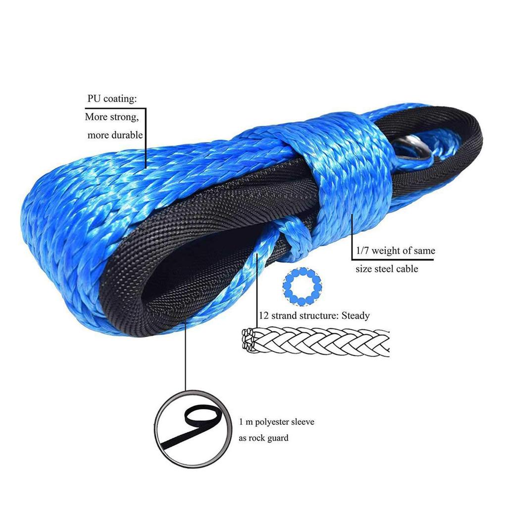 Traller Rope Cheap 15m Synthetic Winch Rope Line 7000LBs Trailer Winch Rope with ...