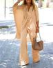 MAITA Spring/Summer Women Casual Loose Tulle Doll Sleeves Cotton Linen Blouse Top Wide Leg Pants Solid Color Two Piece