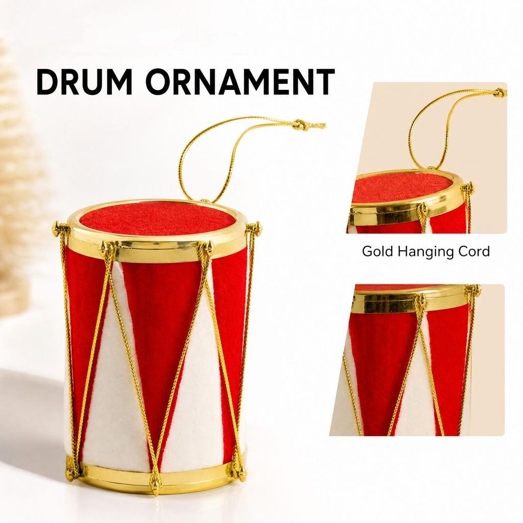 Velvet Red and Drum Christmas Ball Hanging Ornament Decoration for Holiday Tree