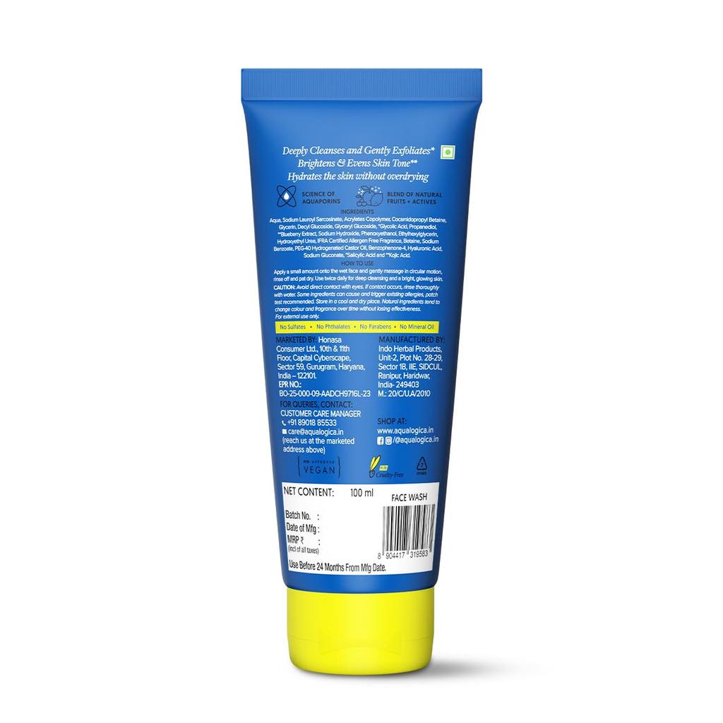 Aqualogica Bright+ Smoothie Face Wash 100 ml Pack of 1 | Brightening, Deep Cleansing & Gentle Exfoliation for Glowing Skin