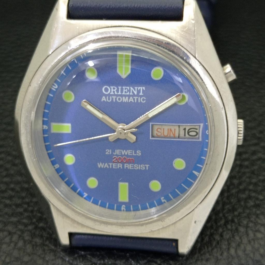 VINTAGE ORIENT AUTOMATIC 48741 JAPAN MENS BLUE COLOR DIAL WATCH a700637-5 R204-a700637