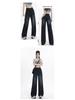 Women's High Waist Retro Straight Leg Jeans - Blue-Gray, Slimming and Loose, Floor-Length for Spring/Autumn 2026