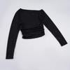Women's Off-Shoulder Rhinestone Waist-Cinching Long-Sleeve Top