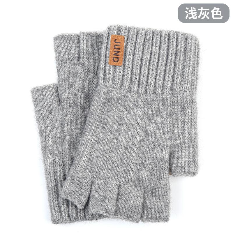 Autumn and Winter Knitting, Leaking Finger Gloves, Students' Cold Protection, Thickened Warm Wool, Writing and Driving, Half-finger Gloves