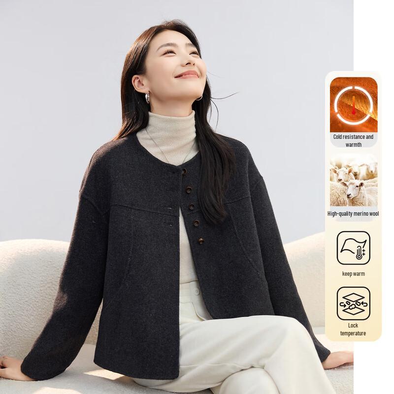 

Handu Yishe Women s Double-Faced Wool Blend Coat L