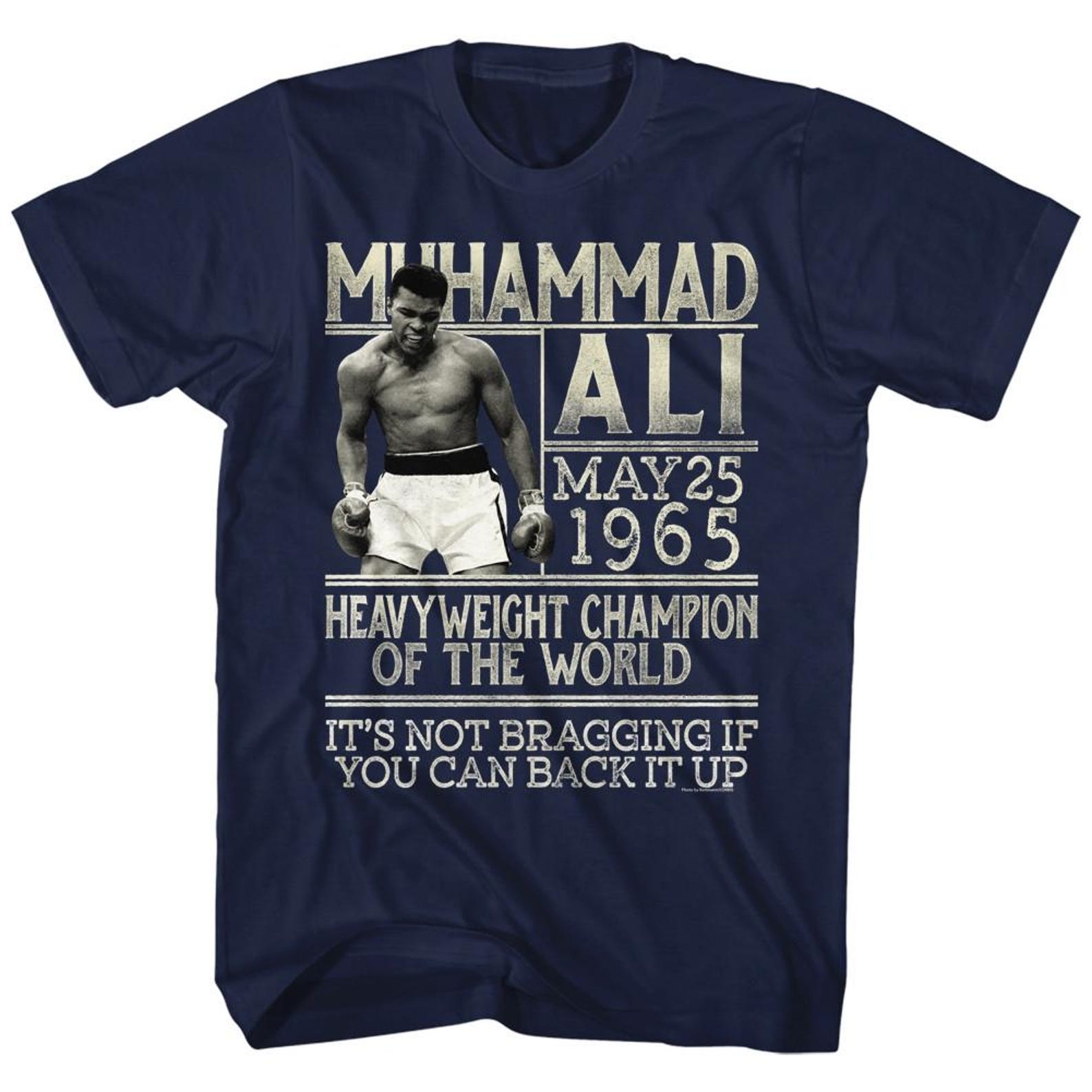 Muhammad Ali Back It Up Navy Adult T-Shirt XL