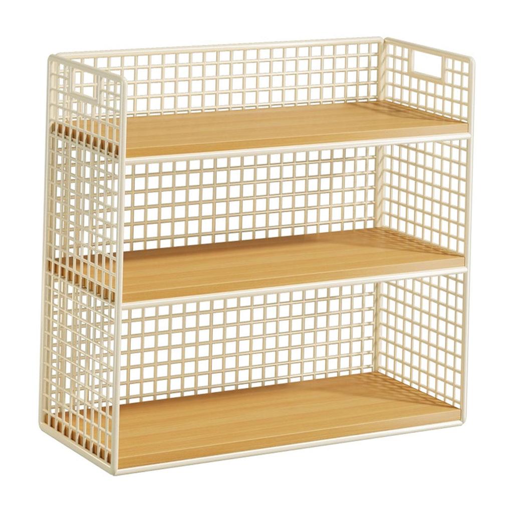 Multifunctional Rustic Wooden Desk Storage Shelf for Bedroom