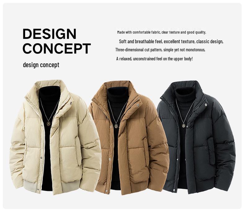 2025 Stand Collar Trendy Cotton Jacket - High-End Winter Short Coat for Men