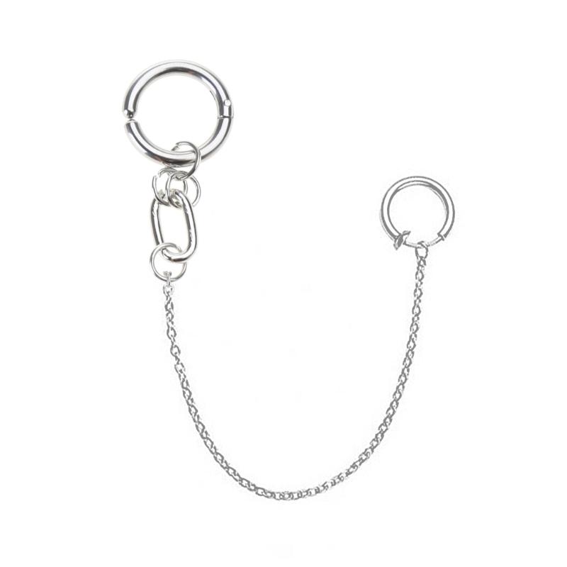 

1 Set Fake Piercing Lip Clip Earring Punk Chain Linked Earrings Hinged Lip Ring Accessories Stainless Steel Material
