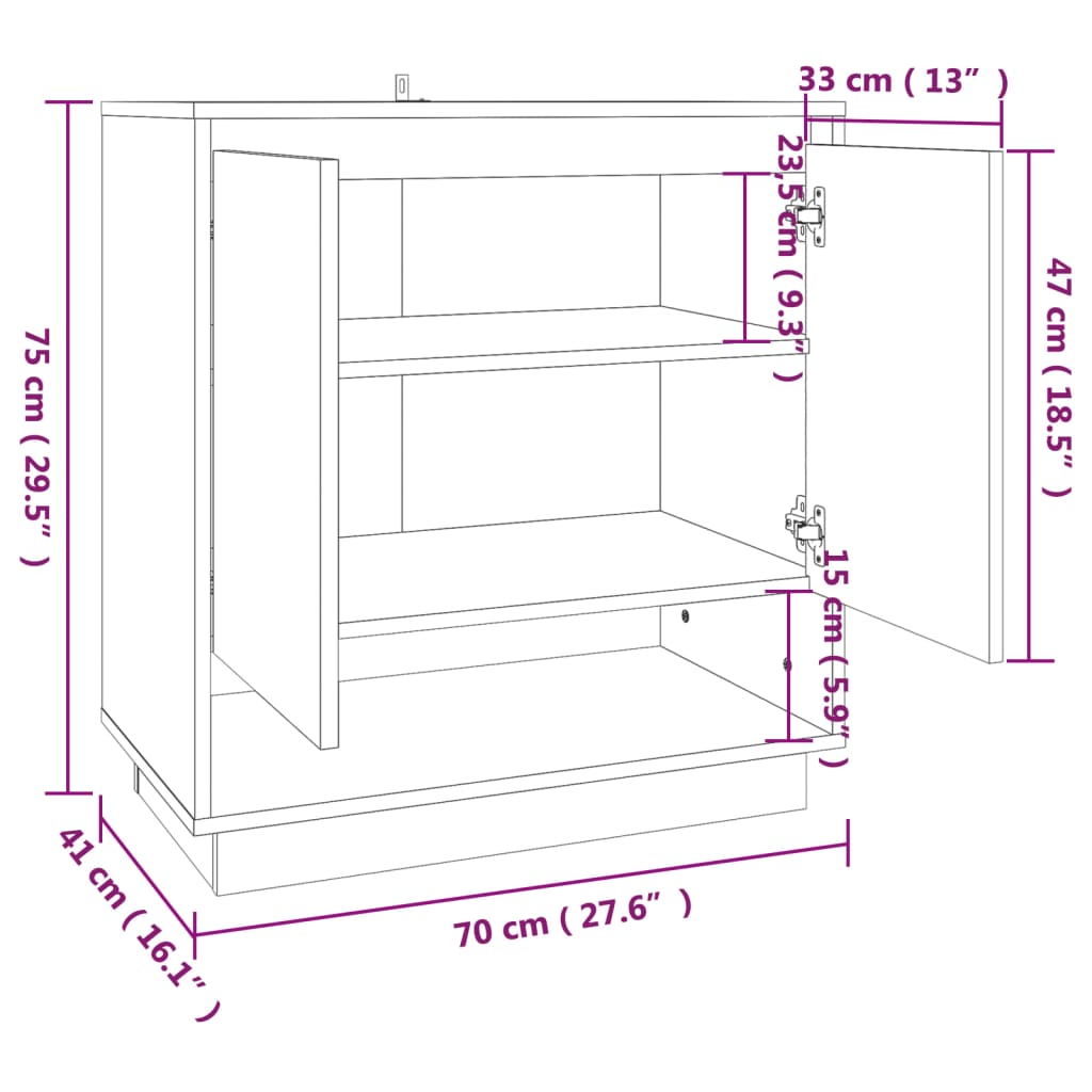 Sideboard in Sonoma Oak Finish 70 x 41 x 75 cm Particleboard