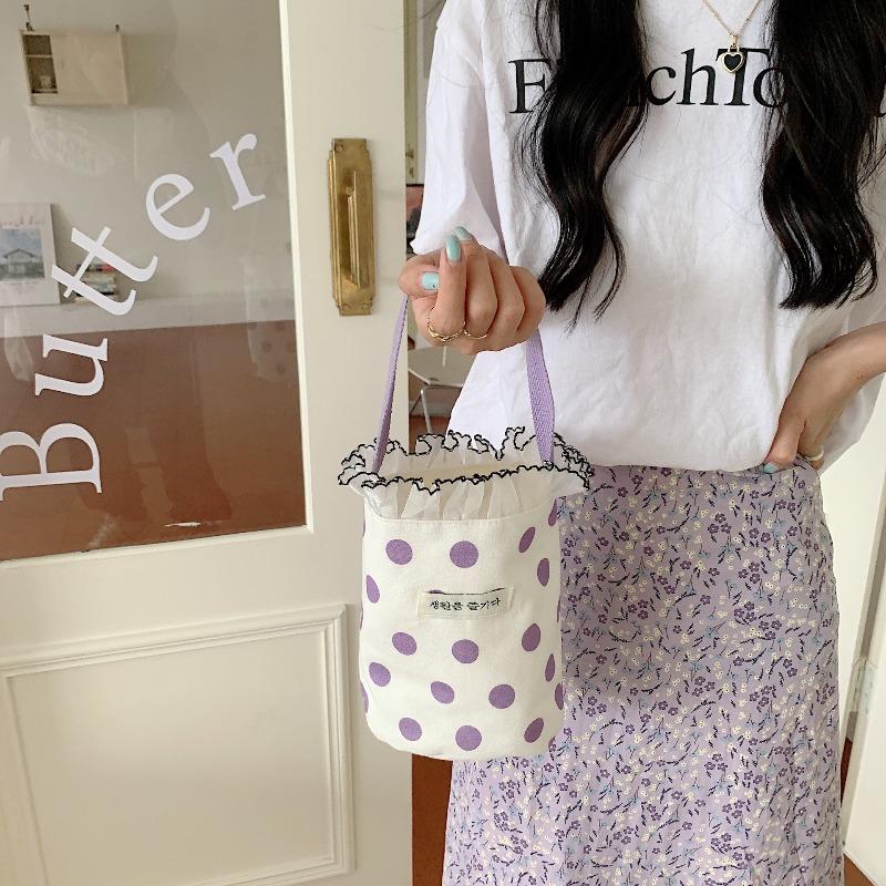 2 Literary New Polka Dot Portable Mini Bento Bag Casual Women's Small Hand Bag Portable