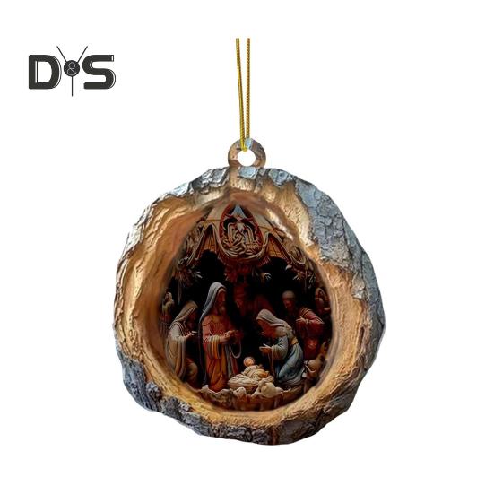 

Народження Ісуса Орнамент 2D акриловий декор для автомобільного дзеркала Овальний дизайн Різдвяна ялинка для автомобіля Дзеркало заднього виду Автомобільний підвісний орнамент Сільське тепло D