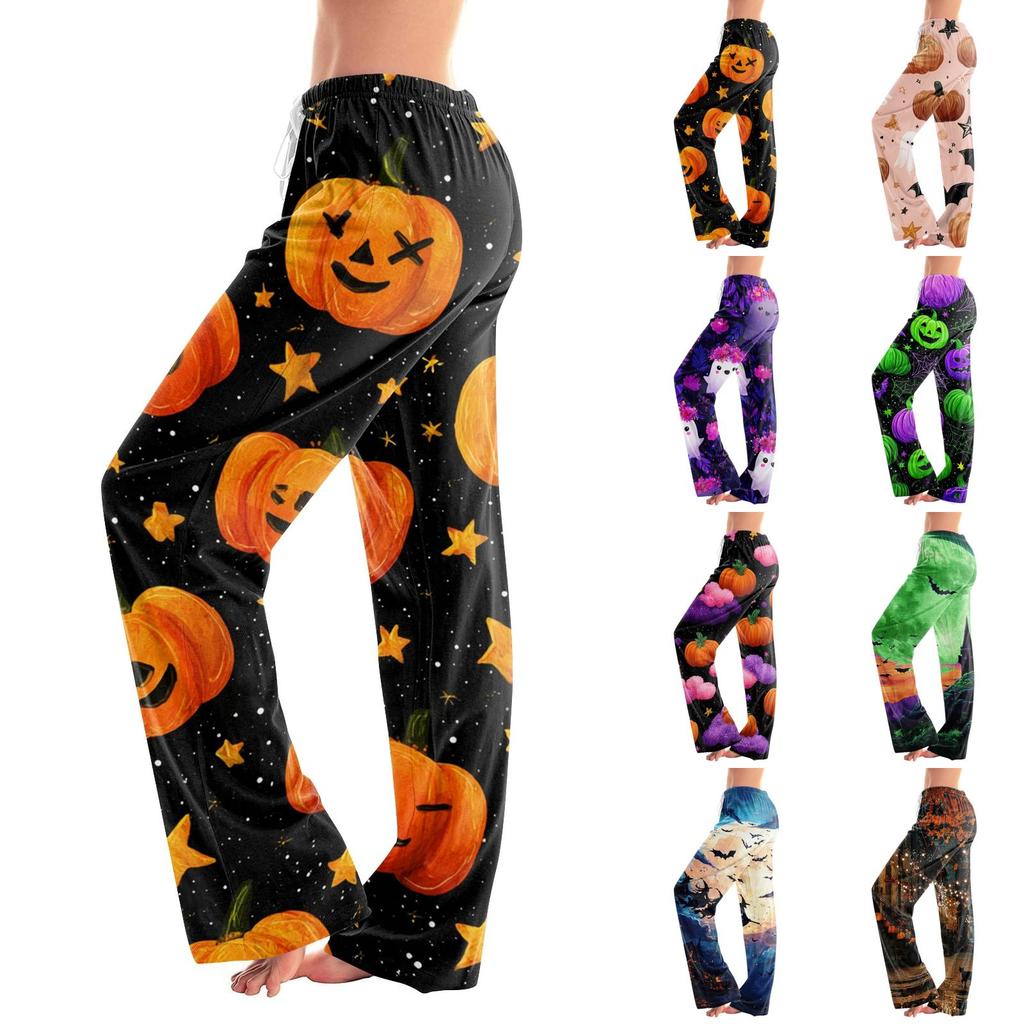 Women's Pajama Pants with Drawstring Halloween Print Relaxed Fit for Casual