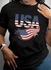 TXComfortable Crew Neck Soft Adorable Tees Flag USA T-Shirt for Women Casual Short Sleeve Summer Casual Streetwear Tops Tees