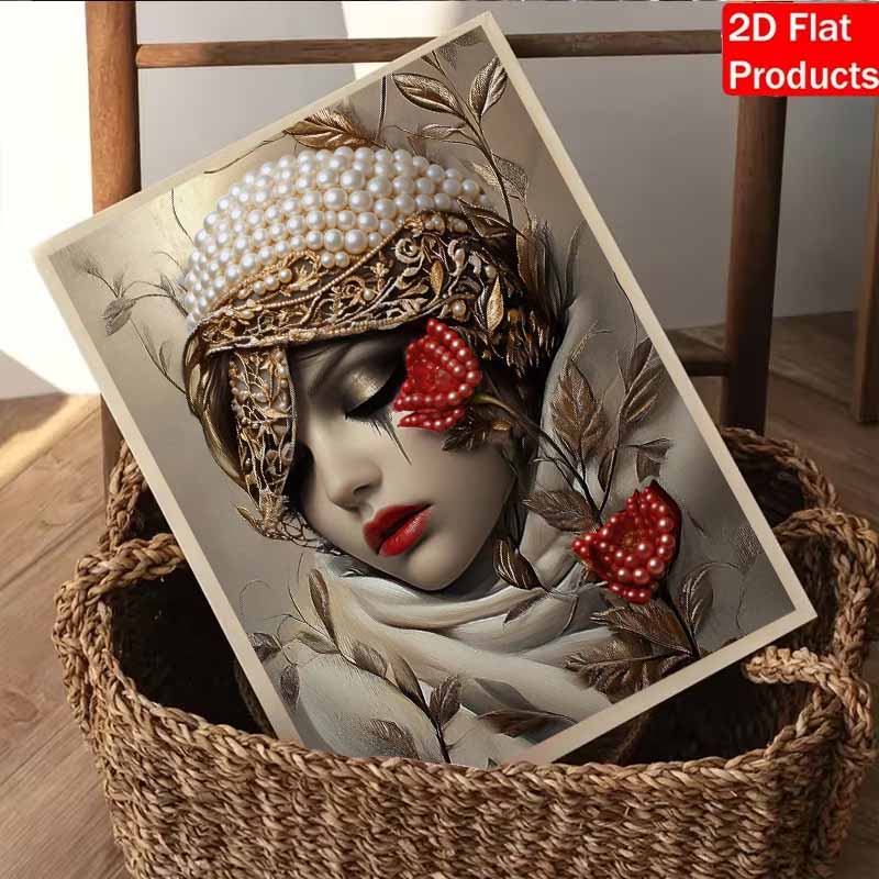 DIY Roses and Women Pearl Diamond Art Kits Without Frame 30x40cm Gem Art Diamond Painting Kits for Adults/Beginners Gift Idea Home Wall Decor