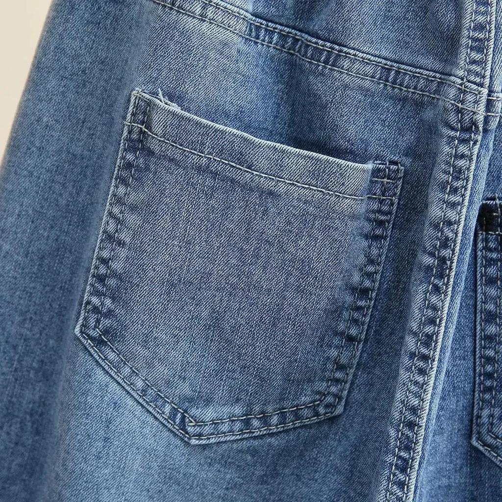 M-6XL Plus Große Größen Baggy-Jeans Damen Jeans mit hoher Taille Frau Mom Jeans Lose Denim Haremshose Elastische Taille Blau