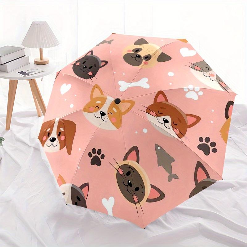1pc Cute Pets Pattern Umbrella with Plastic Handle,Suitable for All Seasons Home Travel Outdoor UmbrellaB1801